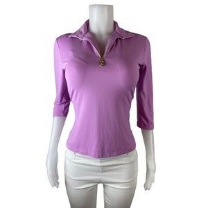 F. Brendratti Golf Top Size M  Pink  Blouse 3/4 Sleeve Collared. NWT